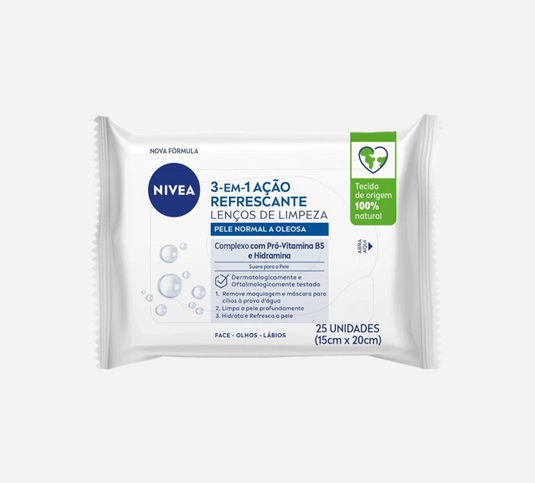 Nivea Hydrating Facial Towelette Wipes Normal to Oil Skin (25 wipes)