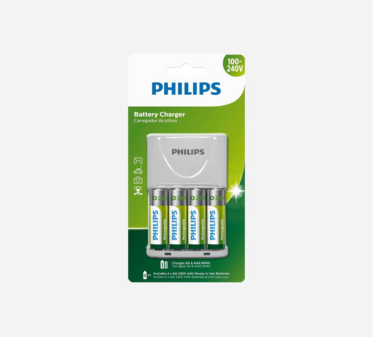 Philips Battery Charger with 4 AA Batteries