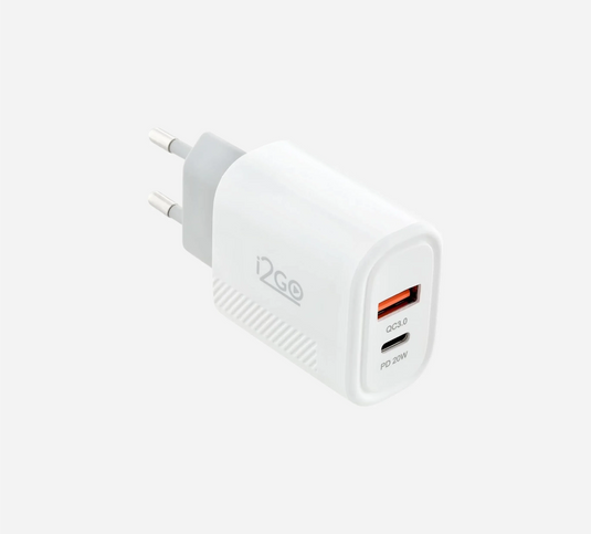 i2GO Dual Port USB Charger with USB-C Port